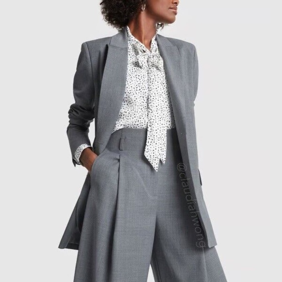 New GWYN Lauren Wool Tailored Blazer Jacket in Light Grey Marl - Picture 6 of 13